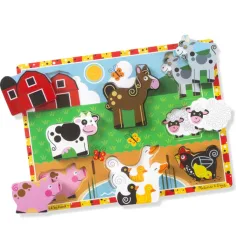Puzzle form z grubego drewna z zwierzętami na farmie 8 elementów - Melissa & Doug