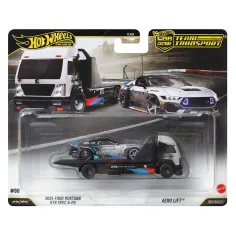 Hot Wheels: Aero Lift transport samochodowy i 2024 Ford Mustang RTR SPEC 5-FD samochodzik 1/64 - Mattel