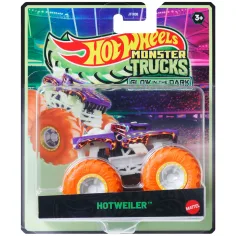 Hot Wheels Monster Trucks: Hotweiler świecący w ciemności samochodzik 1/64 - Mattel