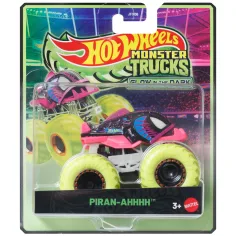 Hot Wheels Monster Trucks: Piran-Ahhhh świecący w ciemności samochodzik 1/64 - Mattel