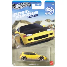 Hot Wheels: Szybcy i wściekli Honda Civic EG żółty samochodzik 1/64 - Mattel