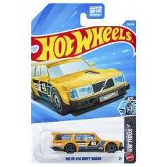 Hot Wheels: Żółty samochód Volvo 240 Drift Wagon 1/64 - Mattel