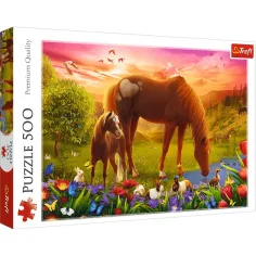 Konie na łące 500 elementów puzzli - Trefl
