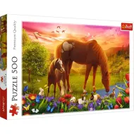 Konie na łące puzzle 500 elementów - Trefl