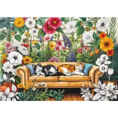 Koty w kwiecistej ogrodzie – 500 elementów Creative puzzle – Trefl zdjęcie 2