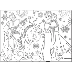 Kraina Lodu Zabawa i muzyka 2 w 1 60-elementowe maxi puzzle i kolorowanka 70x50 cm – Lisciani zdjęcie 2