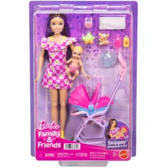Lalka Barbie w kwiecistej sukience zestaw do zabawy dla niani - Mattel