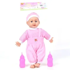 Lalka z materiału do karmienia z akcesoriami, efektami dźwiękowymi 21cm