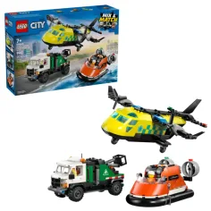 LEGO® City: Samolot, wóz z podnośnikiem i pojazd poduszkowca remix (60505)