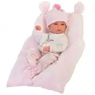 Llorens: Noworodek dziewczynka Bimba z poduszką, w dzianinowej czapeczce, 35 cm