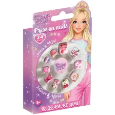Luna: Glammy Gloss kolorowy, wzorzysty zestaw naklejek na paznokcie 24szt