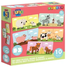 Luna: Moje pierwsze puzzle – Mamy zwierząt i ich maluchy 10x2 sztukowe dopasowujące puzzle edukacyjne