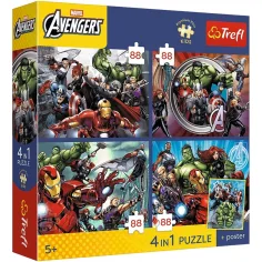Marvel Avengers - 4 x 88 elementów Premium Plus Kids puzzle - Trefl zdjęcie 1