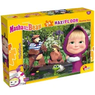 Masza i Niedźwiedź 2 w 1 maxi puzzle podłogowe 24 elementy i kolorowanka 70x50cm - Lisciani
