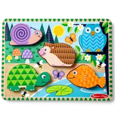 Touch & Feel Erdei állatok fa tapintós kirakó - Melissa & Doug