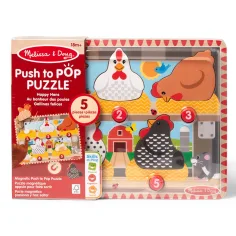 Melissa&Doug Push to Pop Puzzle – Wesołe kurczaki drewniane puzzle edukacyjne - Spin Master