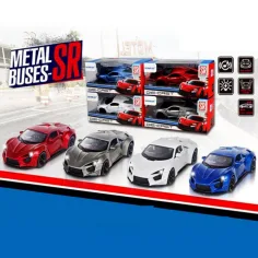 Metalowy samochód sportowy z napędem z tyłu z dźwiękiem i światłem 1/43