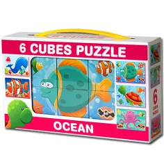 Mini kostka do opowiadania z morskimi zwierzętami 6szt - D-toys