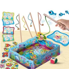 Montessori zabawka wędkarska z magnesem z drewna zdjęcie 2