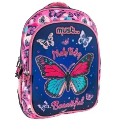 Must: Plecak szkolny z motywem motyla, plecak 32x18x43cm