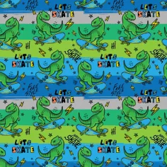 Papier do pakowania z wzorem T-Rexa na deskorolce 100x70cm