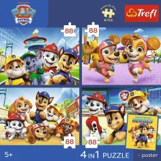Paw Patrol - 4 x 88 sztuk Premium Plus Kids puzzle - Trefl zdjęcie 2