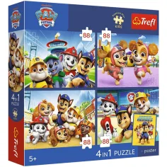 Paw Patrol - 4 x 88 sztuk Premium Plus Kids puzzle - Trefl zdjęcie 1