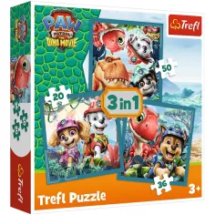 Paw Patrol Wyspa Dinozaurów - 3 w 1 20, 36, 50 elementów puzzle - Trefl