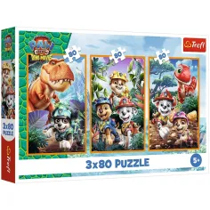 Paw Patrol Wyspa Dinozaurów - 3 x 80 sztuk puzzli - Trefl
