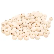 PlayBox: Drewniane koraliki naturalne, rozmiar 10 mm, opakowanie 100 sztuk