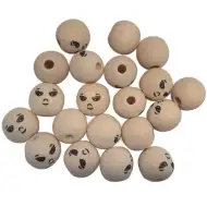 PlayBox: Drewniane kulki z różnymi twarzami, średnica 22 mm, 20 sztuk