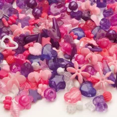 PlayBox: Zestaw plastikowych koralików do nawlekania 1000 sztuk w kolorach różowym i fioletowym