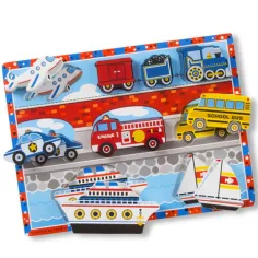 Pojazdowy gruby drewniany puzzle z kształtami 9 elementów - Melissa & Doug