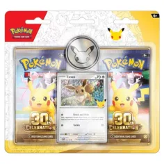 Pokémon TCG: 30. rocznica 2-pak blister – podwójna szerokość (promocja Eevee + moneta Pikachu)