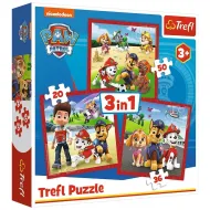 Psi patrol: Szczęśliwe pieski 3 w 1 puzzle - Trefl
