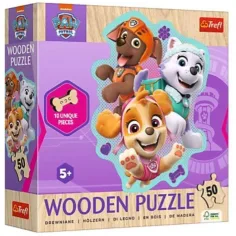 Paw Patrol - Wesoła ekipa - 50 elementowa drewniana układanka - Trefl zdjęcie 1
