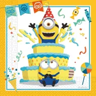 Serwetki papierowe Minionki na urodziny – 2-warstwowe, 33x33 cm, 20 szt.