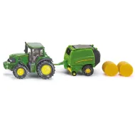 SIKU traktor John Deere z prasą do bel okrągłych 1/72