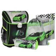 Spirit: Cool Racer Monster sportowy ergonomiczny plecak szkolny, zestaw 4-częściowy