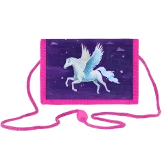 Spirit: Portfel z rzepem w fioletowy wzór pegaza 12,5x8,5cm
