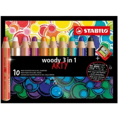 Stabilo Woody 3w1 ARTY zestaw kolorowych kredek 10 szt.