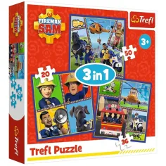 Strażak Sam 3 w 1 50, 36 i 20 sztuk puzzli - Trefl