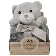 SweetDreams: Koc i pluszowy miś w kolorze beżowym