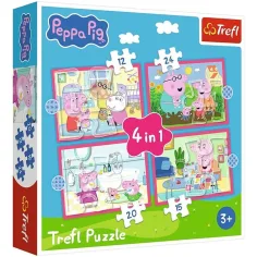 Świnka Peppa - 4 w 1 12,15,20,24 sztukowe puzzle - Trefl zdjęcie 1
