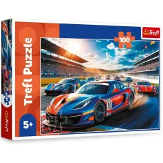 Szybkie samochody na torze wyścigowym - puzzle 100 sztuk - Trefl zdjęcie 1