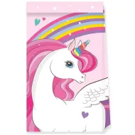 Tęczowa papierowa torba prezentowa z jednorożcem 21x13x8,5 cm, zestaw 4 sztuk