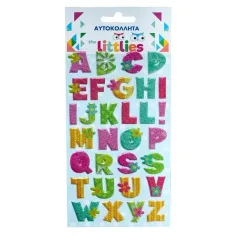 The Littlies: Zestaw 3D pufiastych naklejek z literami na arkuszu 10x22cm