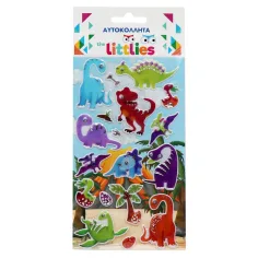 The Littlies: Zestaw 3D pufowych naklejek z wzorem dinozaurów na arkuszu 10x22cm