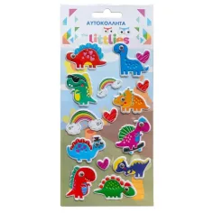 The Littlies: Zestaw 3D pufastych naklejek z wzorem dinozaurów na arkuszu 10x22cm