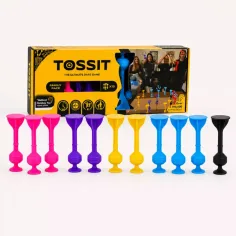 Tossit Family Pack – Różowy, Fioletowy, Niebieski, Żółty gra planszowa z rzutkami na przyssawki